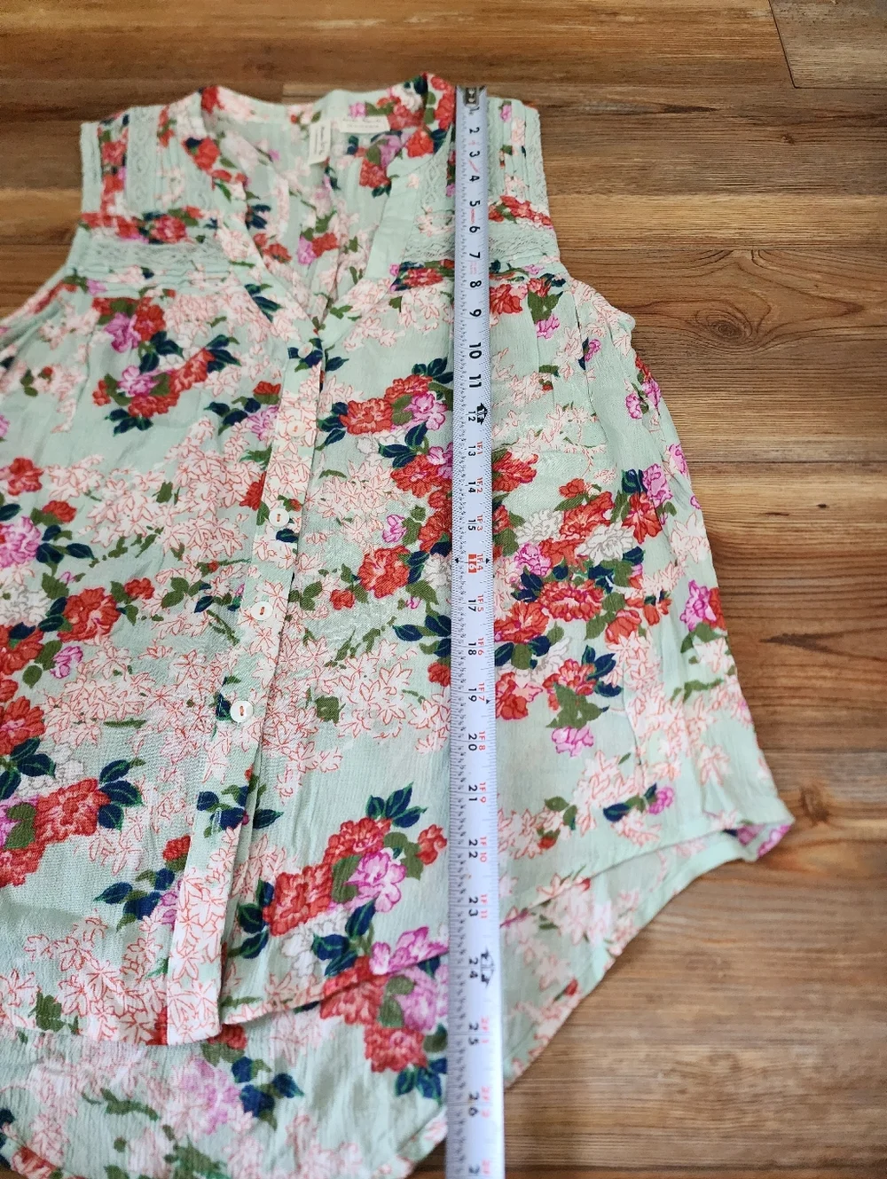 Anthropologie Meadow Rue Top Women's 10 Mint Green Floral Sleeveless - Picture 9 of 13